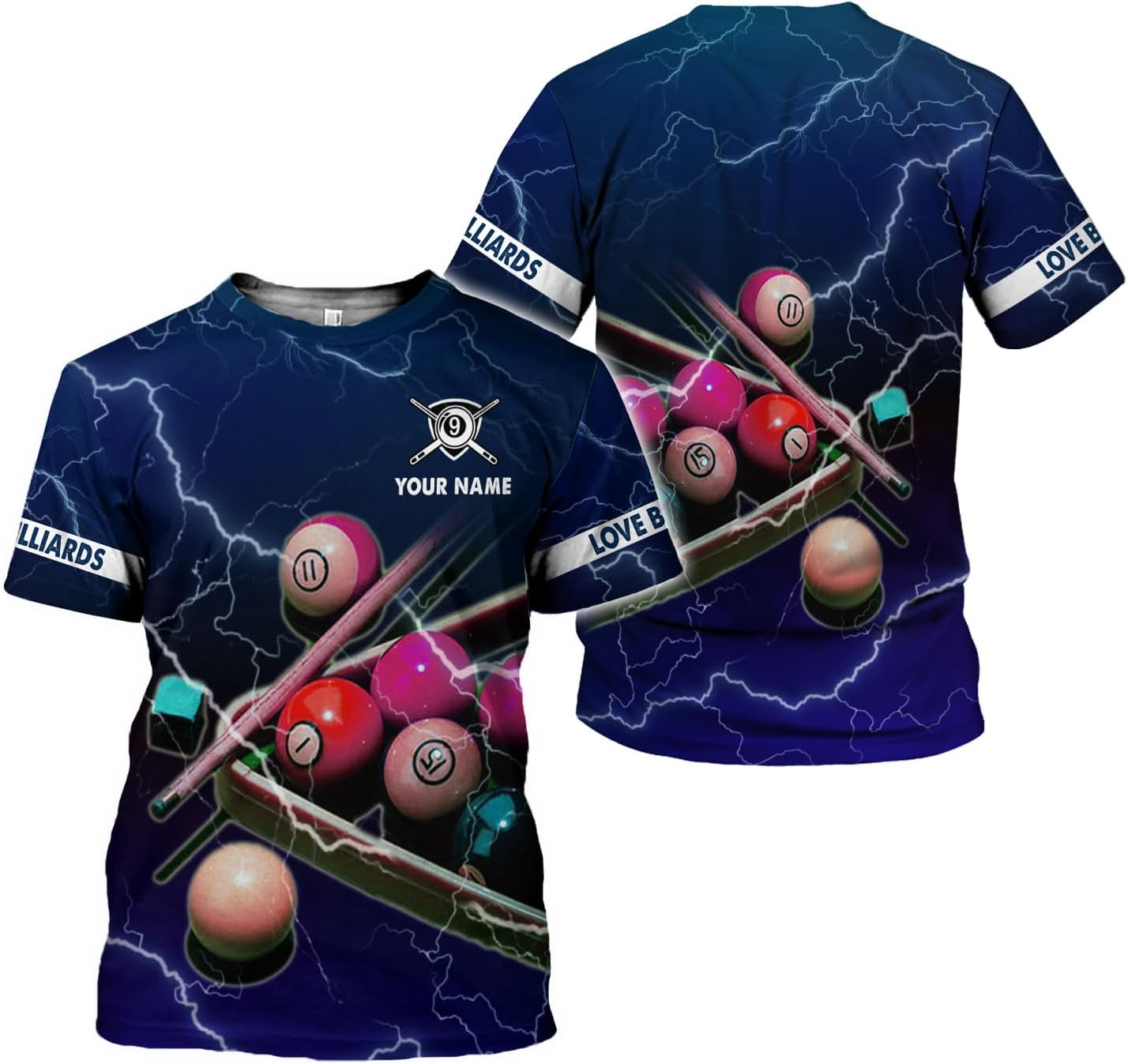 Parvii Personalized Billiards Shirt for Men, 8 Ball Pool Shirt, Billiards Gift