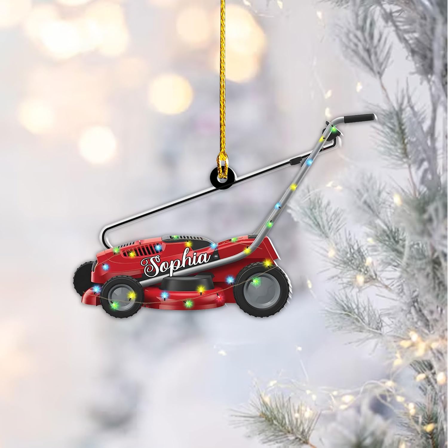 Personalized Lawn Mowers Christmas Ornaments 2024, Push Mower Ornament, Lawnmower Acrylic Wood 2D Flat Ornaments, Riding Lawn Mower Christmas Tree Decorations, Large Lawn Ornaments for Xmas (GLM 3)