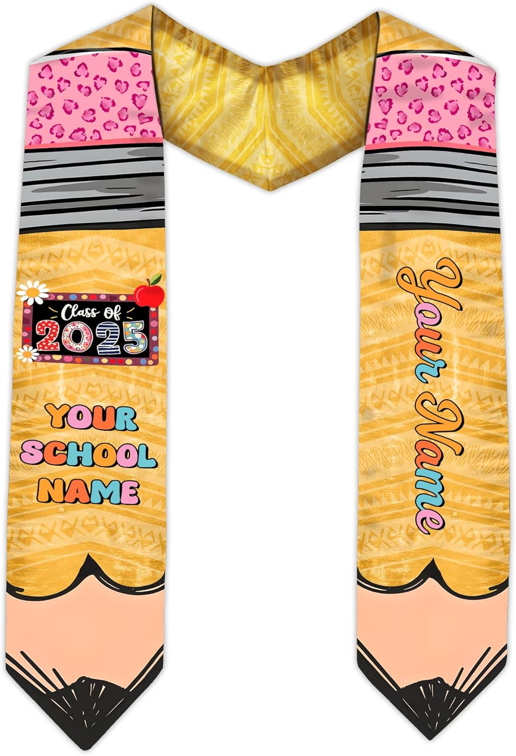 Pretyprints Personalized Class Of 2025 Teacher Graduation Stole Custom Teacher Pencil Graduation Sash Gift College Graduation
