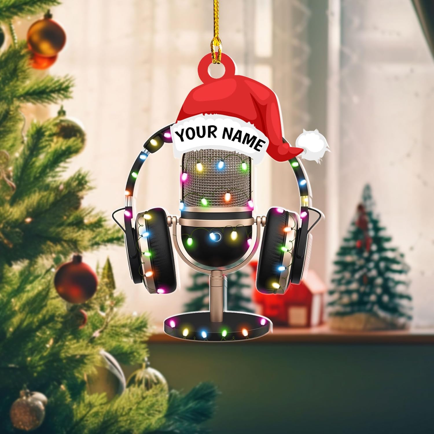 Personalized Microphone Ornament 2024 Singing Christmas Ornament Microphone Christmas Ornament Singing Ornament Concert Christmas Ornament Music Symbol Ornament (Acrylic, Style 2)