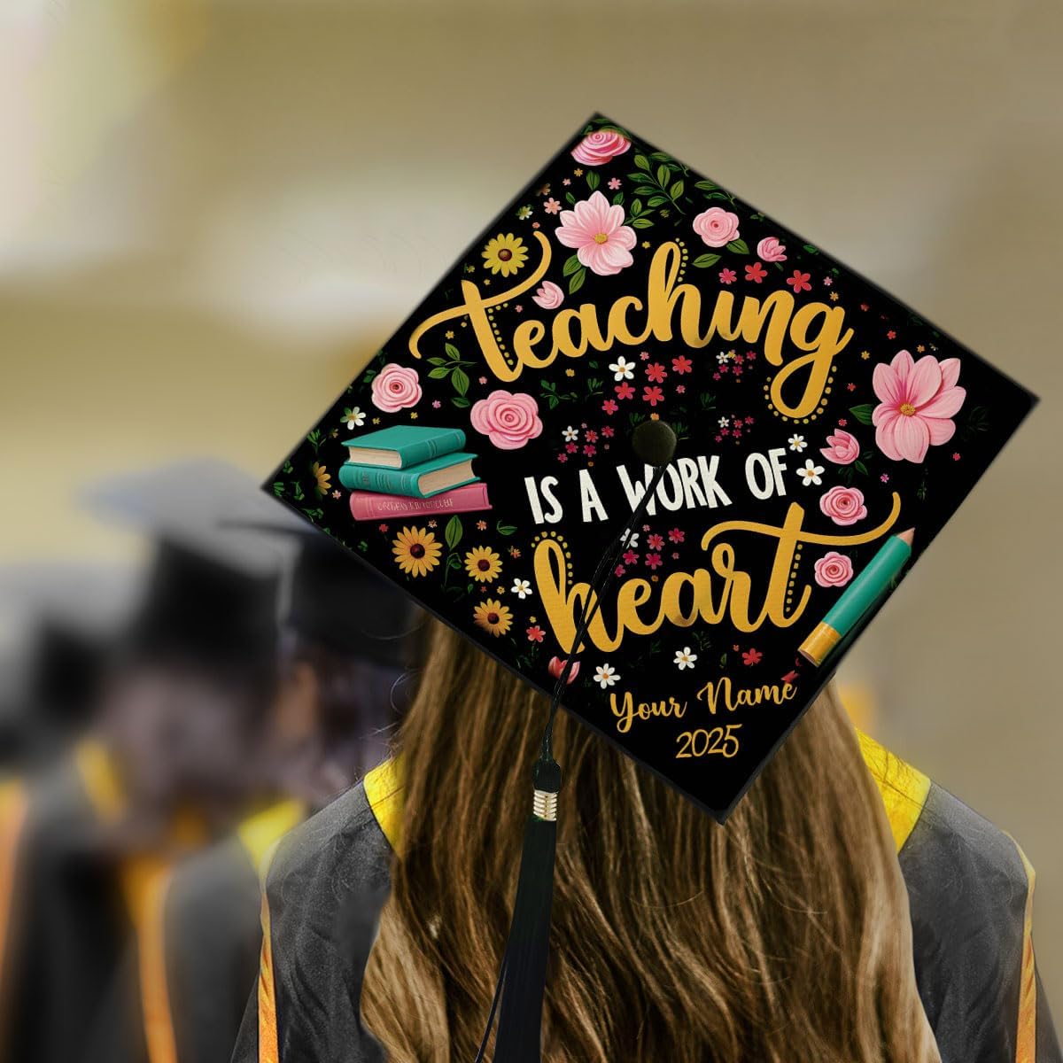 Pretyprints Personalized Teacher Graduation Cap Topper Teacher Gift Class Of 2025 Graduation Cap Decoration Topper