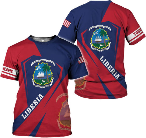 MoonArt Personalized Liberia Shirts Liberian Coat of Arms Flag Liberia 3D Shirts Liberia Liberian Pride Gift