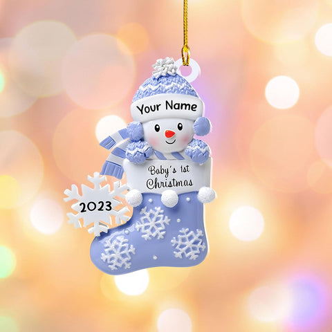 MAPrints Personalized Baby\u2019s First Christmas Keepsake Ornament, Custom New Baby Gifts, Babys 1st Christmas Ornament 2023 Boy Or Girl Newborn, for New Mom Dad (Style 1)