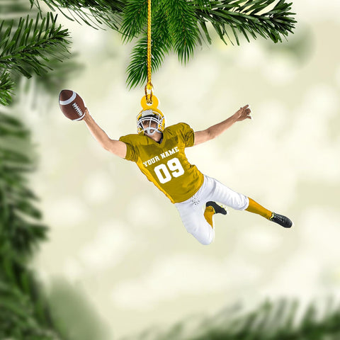 Artparel Personalized Football Ornament Customized Football Christmas Ornaments Football Ornament Christmas Hanging Décor Gift for Football Fans Football Gifts Gift for Football Player (FB 15)