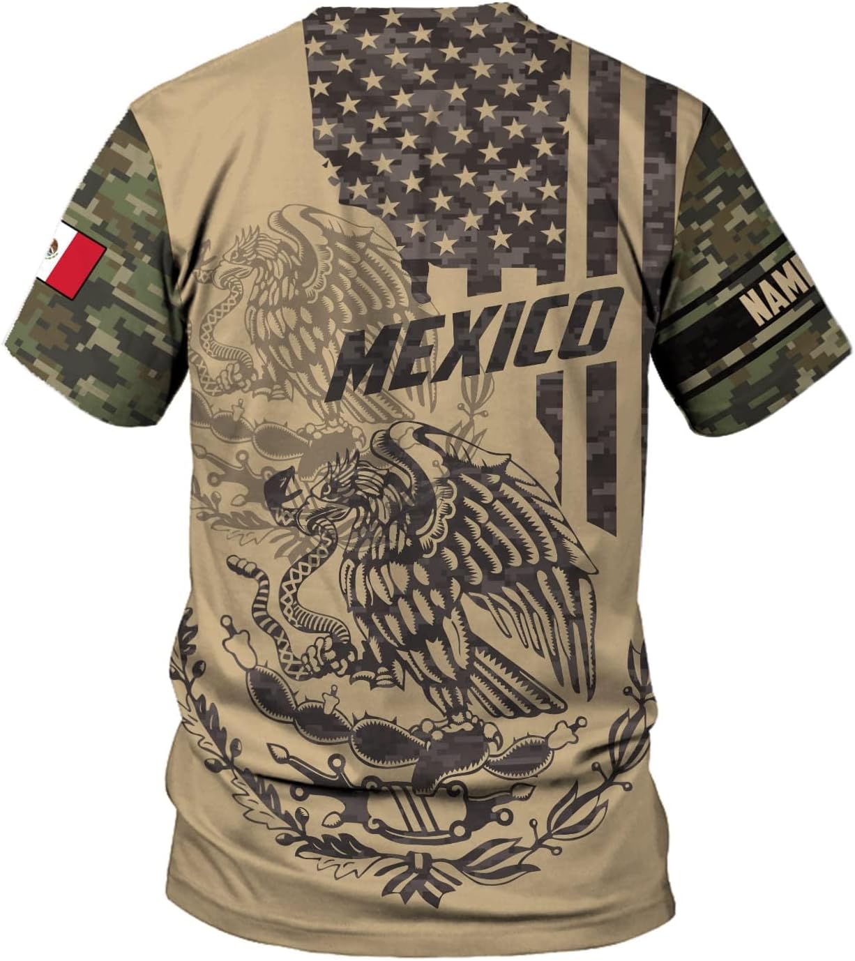Mostefy Personalized Name Mexican Shirts 3D Customized Mexico Shirt US Flag, Mexican Shirts for Women Unisex