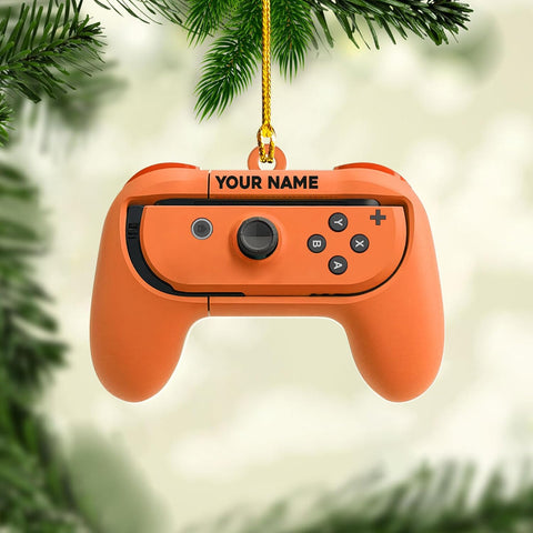 Artparel Personalized Gamer Ornament Custom Name Game Controller Ornament Shape Flat Computer Ornament for Gamer Gaming Ornament Gamer Christmas Ornament (GC10)