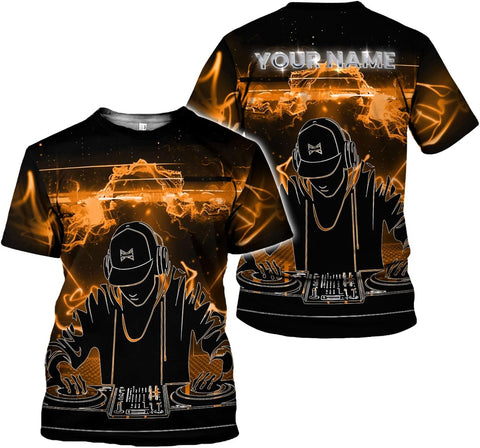 Personalized DJ Shirt, Custom DJ Shirts for Men DJ Player Music Lover DJ Gifts Music EDM Festival Cool DJ Party Djs Disc Tee