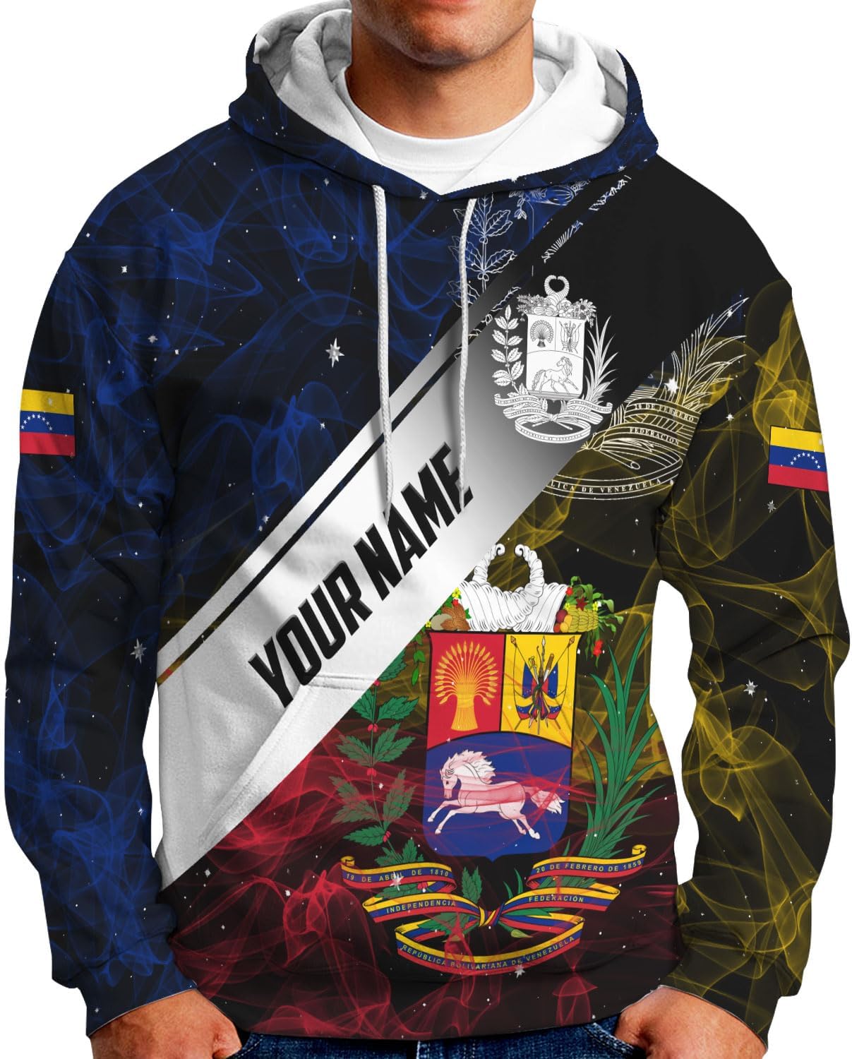 Custom Men's Venezuela Flag & Coat of Arms Hoodie