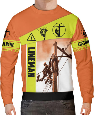 Personalized Lineman 3D Print Hoodies Unisex Pullover Hoodie Gift For Men, Women, Full Size S-5XL For Men Women