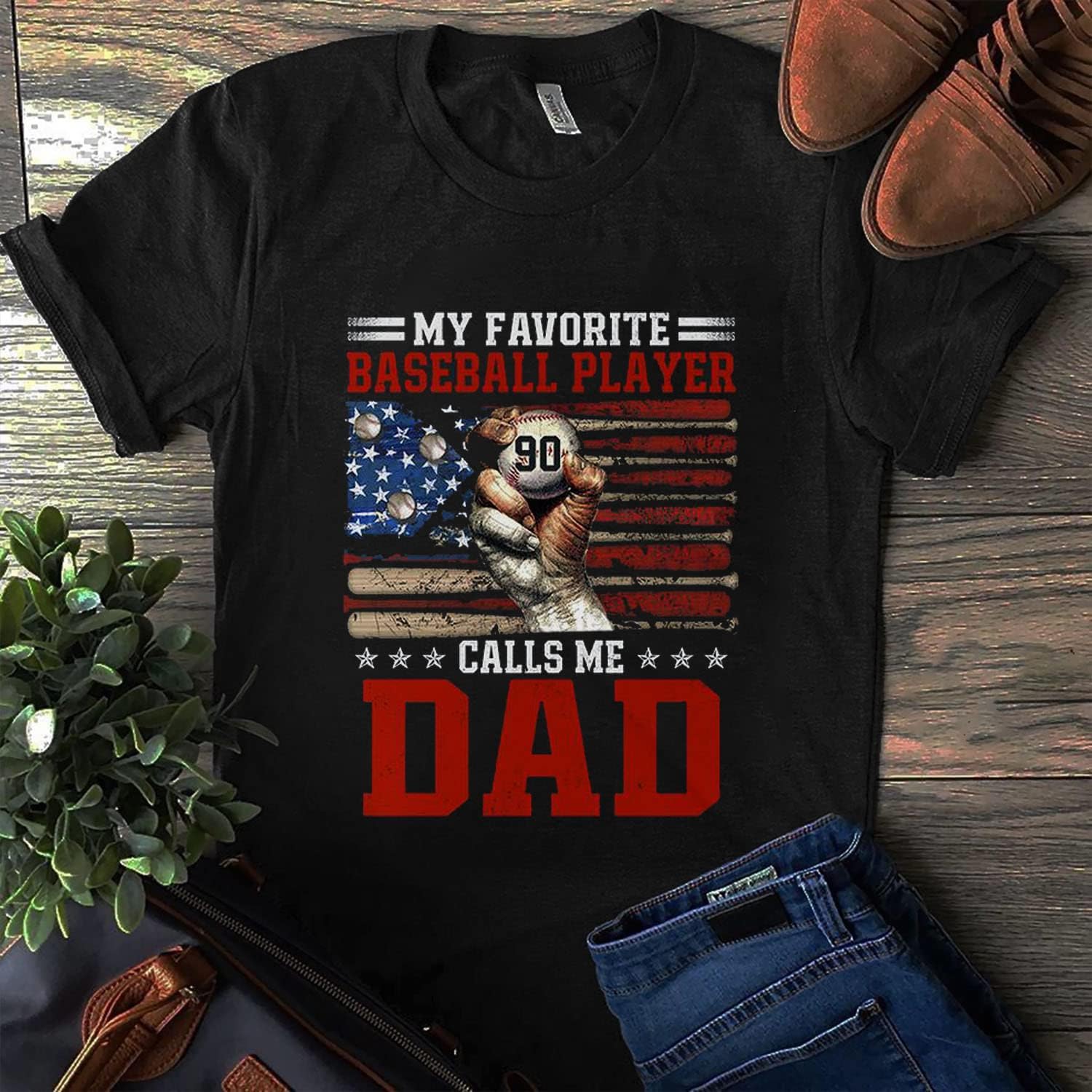 Personalized Baseball Dad Shirt, Custom Dad Baseball T-Shirt, Baseball Dad Gifts, Baseball Lover Gift, Dad's Birthday Present