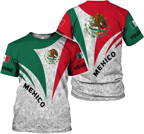 Mostprints Personalized Name Mexican Shirts for Men 3D, Customized Mexico Shirts for Men, Mexico Shirts for Women Mexico Shirt