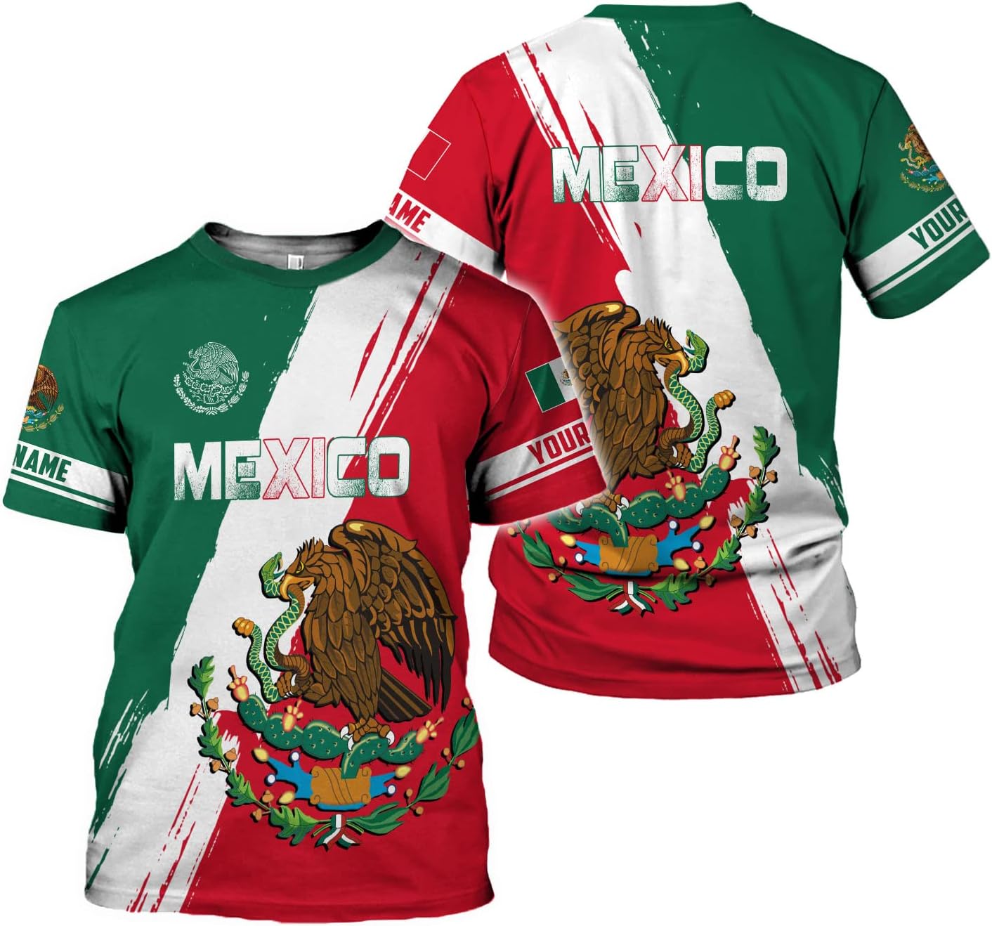 Mostprints Personalized Name Mexican Shirts for Men 3D, Customized Mexico Shirts for Men, Mexico Shirts for Women Mexico Shirt