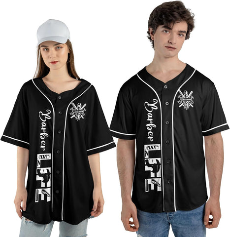 Ligthuy Personalized Baber Baseball Jersey, Hairdresser Baseball Jersey Barber Shop Life, Barber Shirts for Men and Women