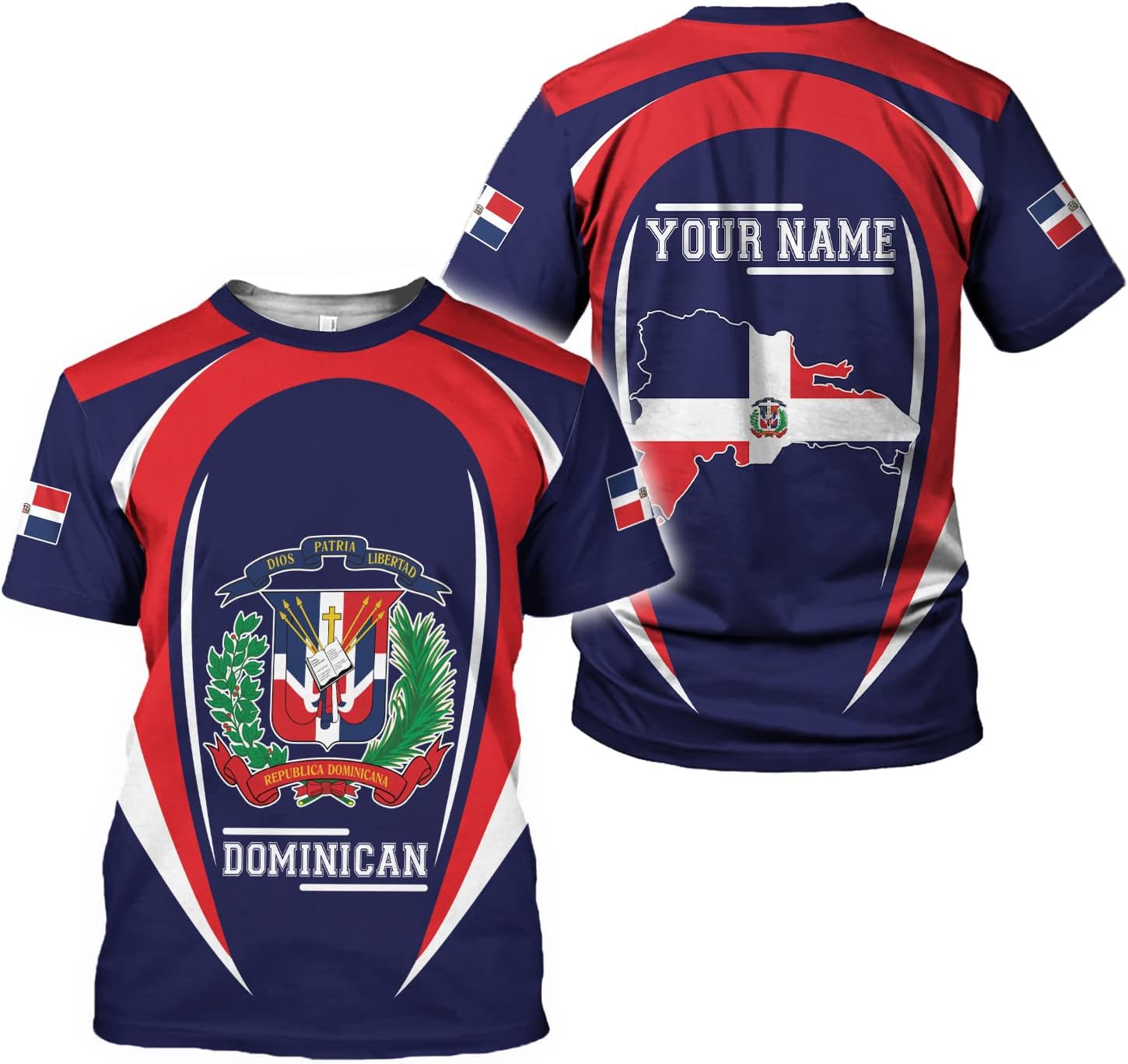 Vybonz Personalized Dominican Republic Shirts 3D, Republica Dominicana Tshirt, Dominican Republic Flag Shirt