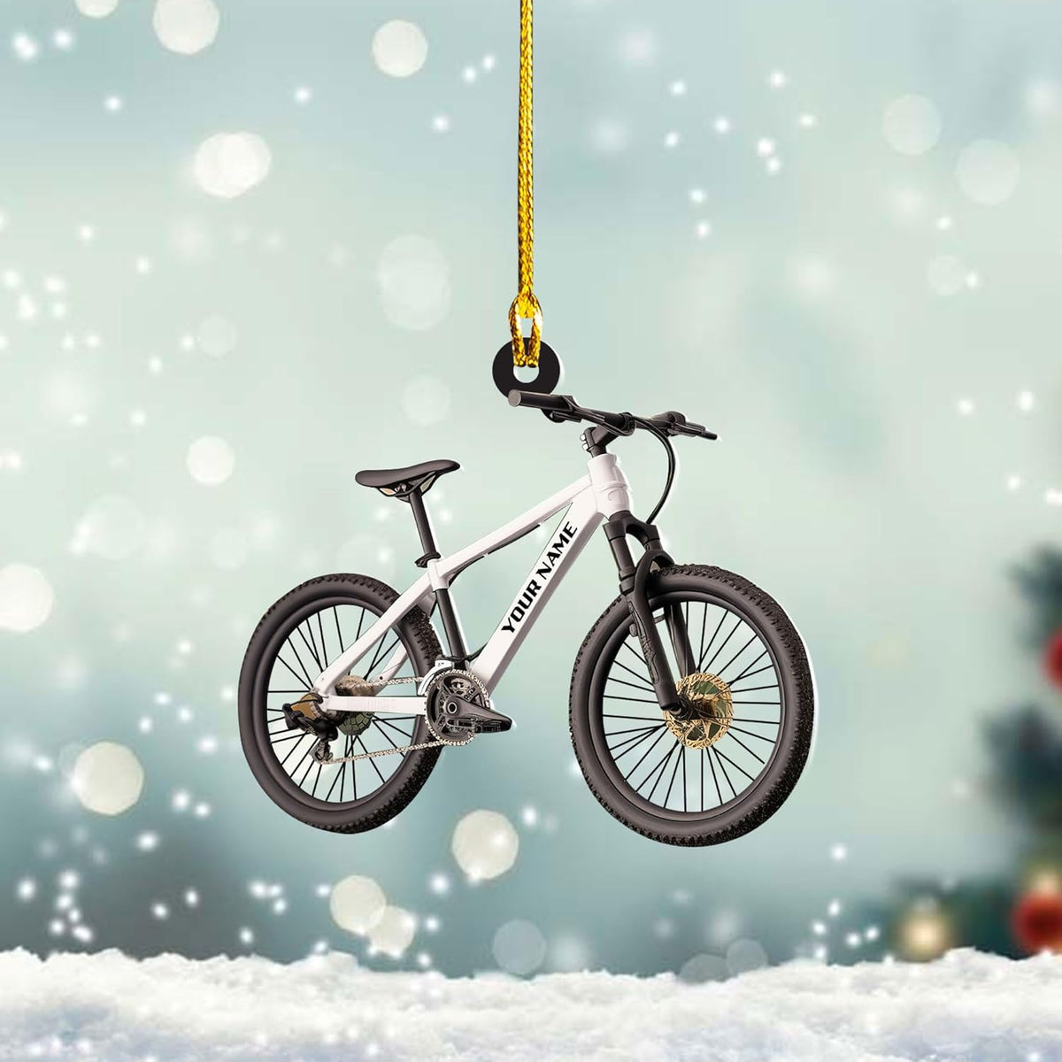 Piratify Personalized Bicycle Ornament for Christmas Tree, Dirt Bike Ornament, Mountain Biking 2D Flat Ornaments for Decorations, Custom Name Xmas Gifts (Style 4)