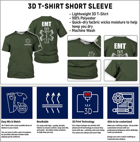 Mostefy Personalized EMT Shirt, EMS Shirt, Customized EMS Shirts,EMT Paramedic Uniform Emergency Medical Technician Shirts
