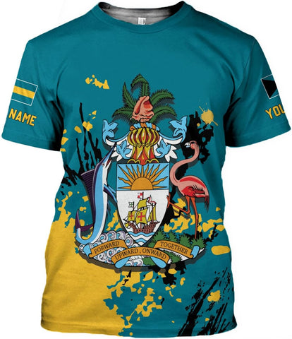 Artparel Personalized Bahamas Shirts 3D Bahamas T-Shirt Bahamas Shirts for Men Bahamas Souvenirs Shirts Bahamas Flag Shirts