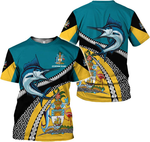 Personalized Bahamas Shirt 3D Custom Bahamas Flag Shirt for Men and Women Bahamas Pride Shirt