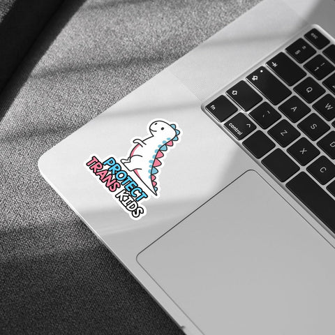 3PCS Protect Trans Kids Dinosaur 3" Sticker, Trans Pride Stickers, Equality Bumper Sticker, Gay Pride Magnets for Cars, Gift for LGBTQ+ Vinyl Stickers 3x3 for Water Bottle, Laptop, Phone, Car