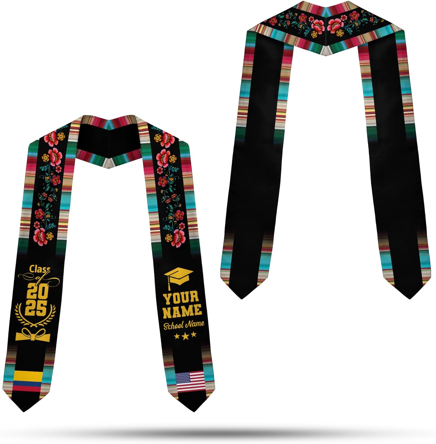 Pretyprints Colombians Graduation Sash, Custom Colombians American Flag Graduation Sash 2025, Colombia Graduation Stole