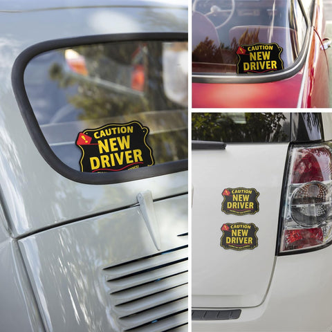 Caution New Driver, Thanks for Your Patience 3" Car Sticker, New Driver Bumper Sticker, Decal Safety Signs for New Driver, Sticker Waterproof for Truck, Car, Helmet