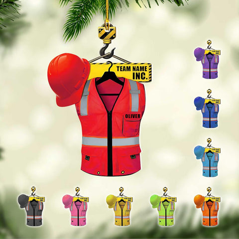 Artparel Personalized Construction Ornament Construction Worker Christmas Ornaments Construction Hard Hat Ornament Xmas Construction Worker Gifts Construction Hard Ornament Gift Xmas (Construction 5)