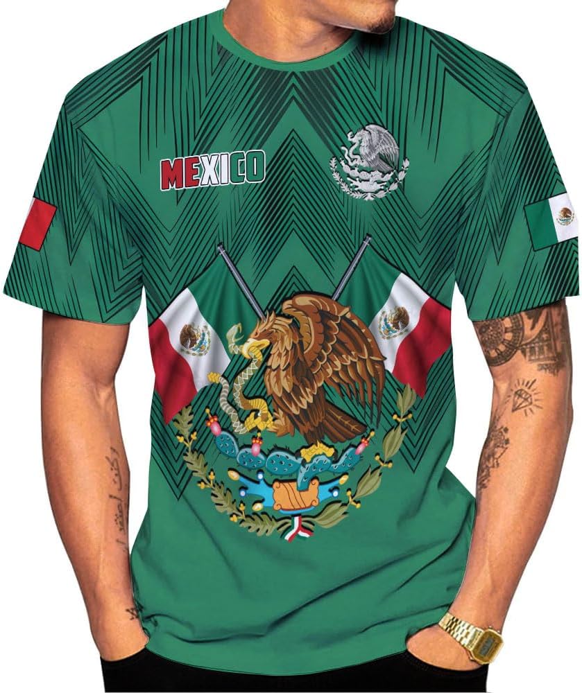 HomeDesign Custom Mexico Shirts Personalized Name Mexican 3D Flag Shirt for Men Women Aztec Unisex US Eagle Pride Camisas