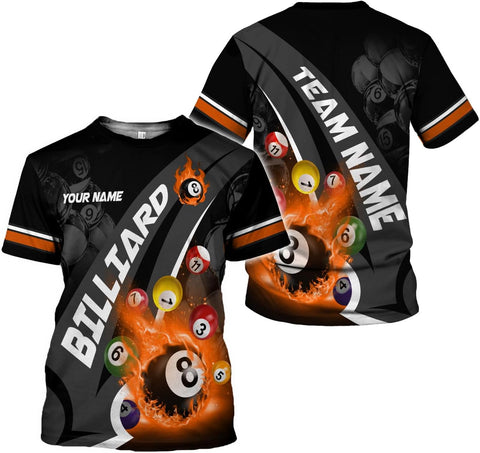 AOVL Personalized Billiard Shirts 3D Billiard Shirt Custom Billiard Flag Shirt Men's Pool Billiards Shirt 8 Ball Men Women