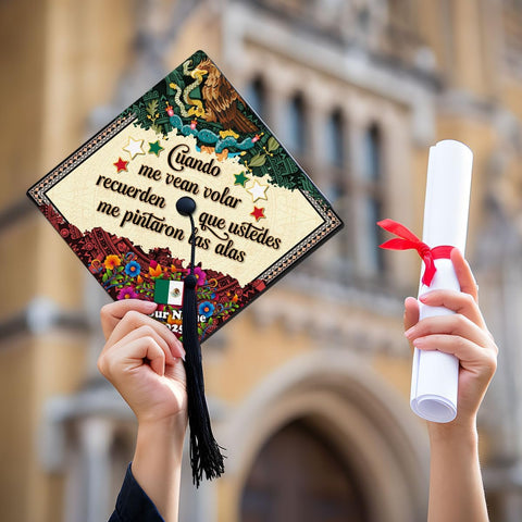 Pretyprints Mexican American Graduation Cap Topper, Mexican Grad Cap Topper, Mexico Graduation Decoration Class of 2025