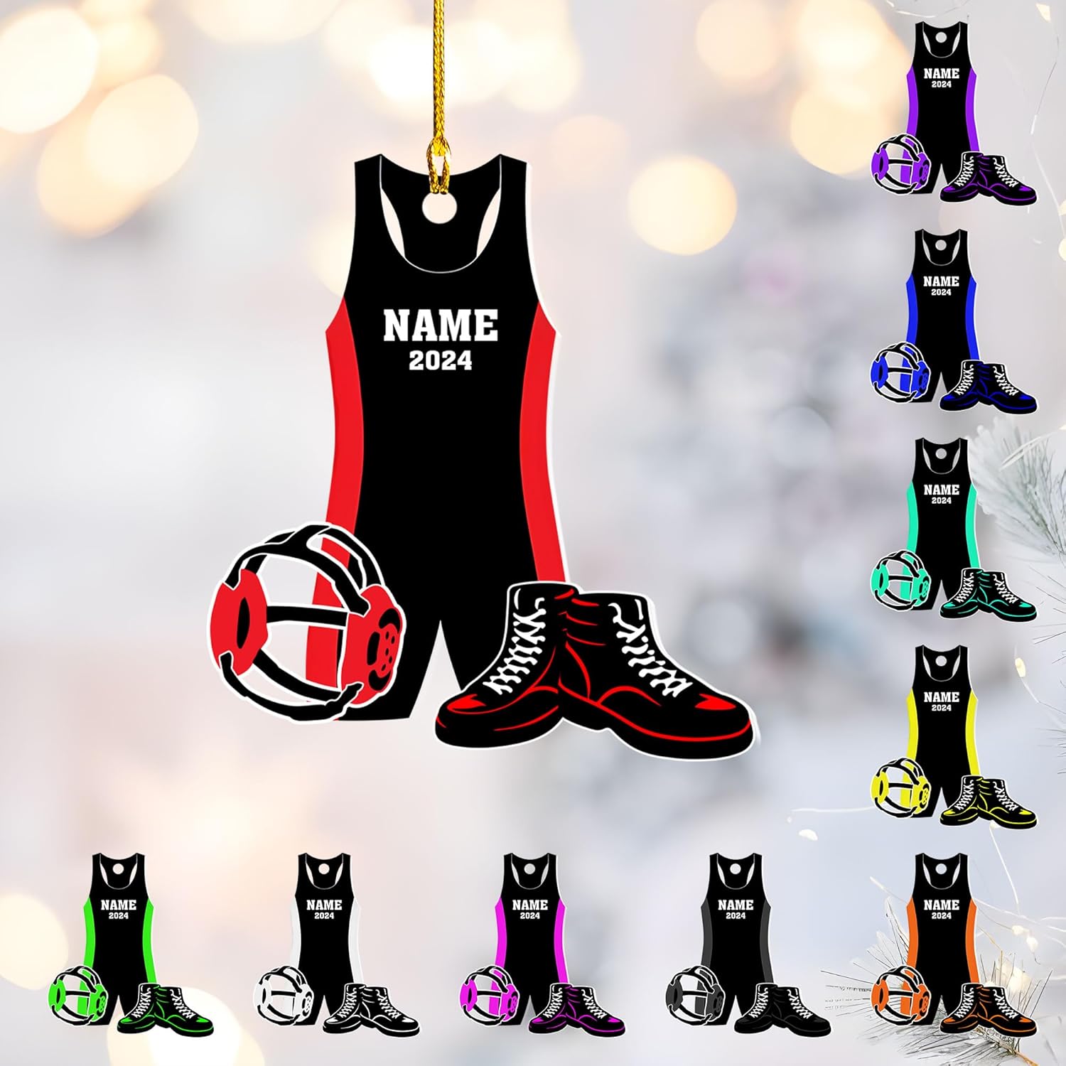 Personalized Wrestling Christmas Ornament 2024 Wrestling Christmas Ornament Gift for Wrestling Player Wrestling Christmas Tree Ornaments for Boys or Girls (Acrylic, Style 1)