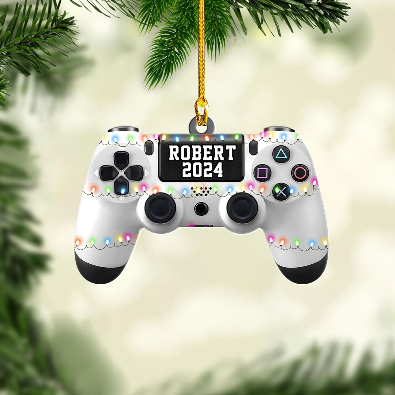 Artparel Personalized Gamer Ornament Custom Name Game Controller Ornament Shape Flat Computer Ornament for Gamer Gaming Ornament Gamer Christmas Ornament (GC2)