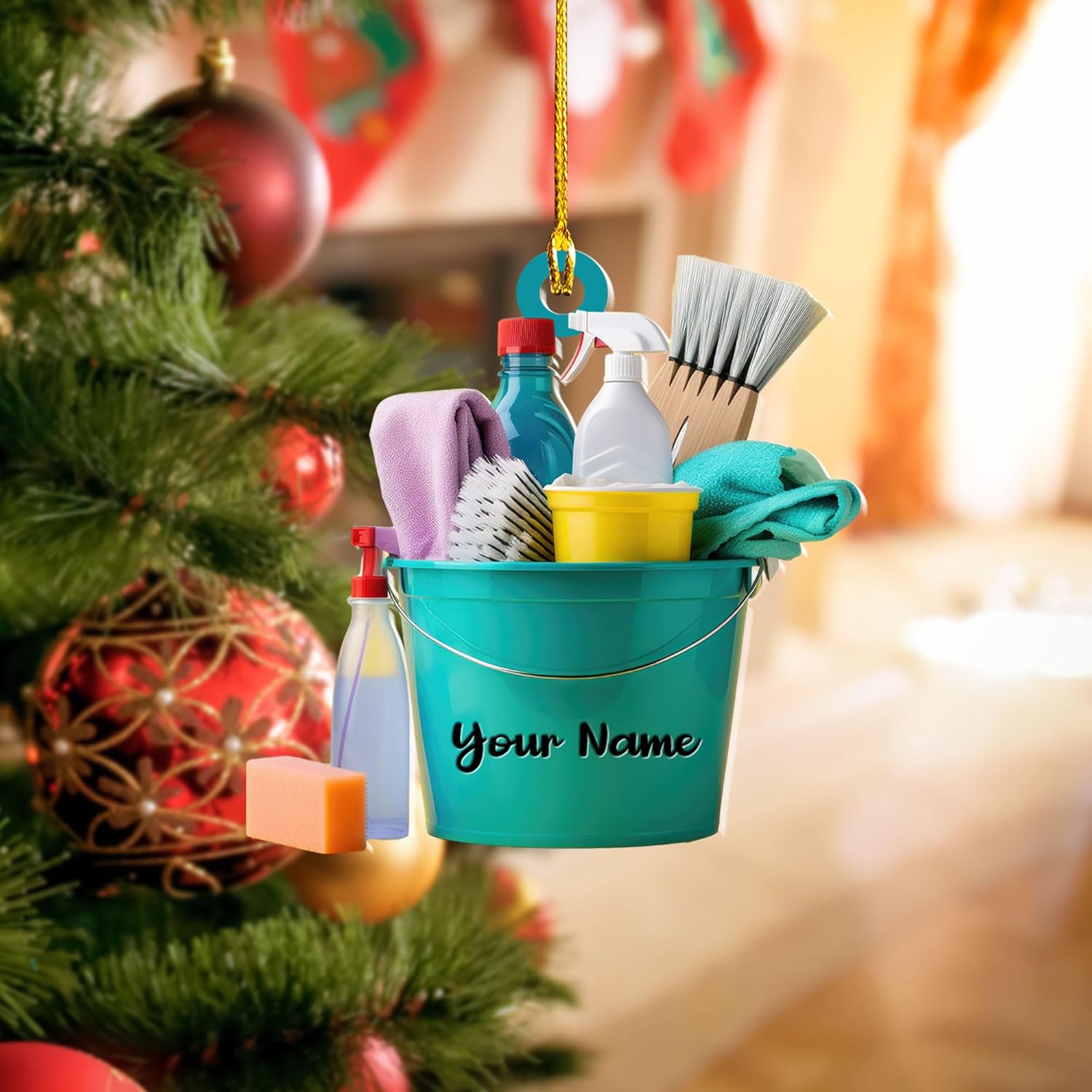 Intenprints Personalized Housekeeping Christmas Ornament, Housekeeping Keepsake, Janitor Cleaning Lady Ornament,Cleaning Service Christmas Ornament, Housekeeper Ornament (Style 1)