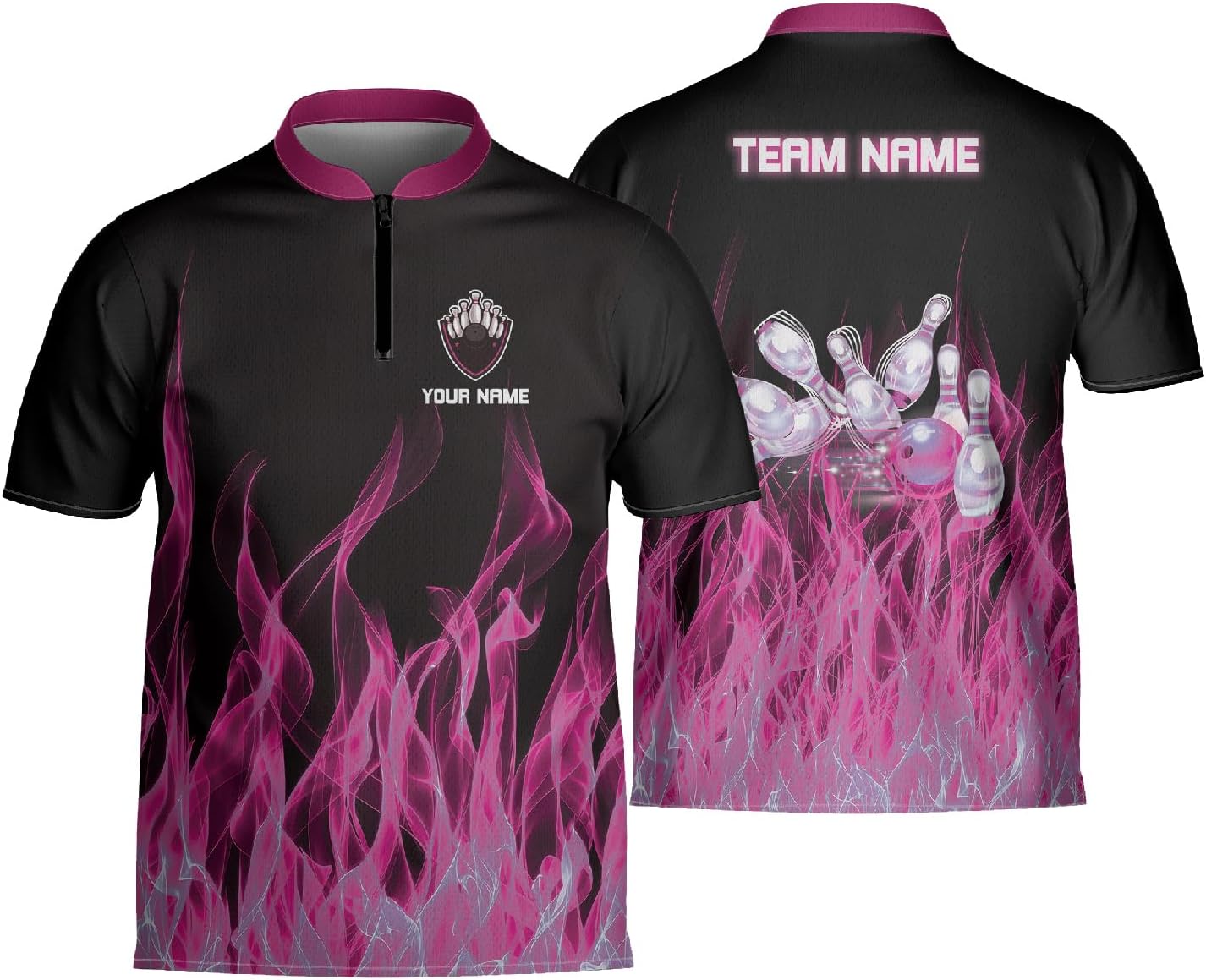 Custom Bowling Jerseys for Men Women Personalized Team Name Quarter Zip 3D Apparel Customized Bowling Jersey Shirts Unisex