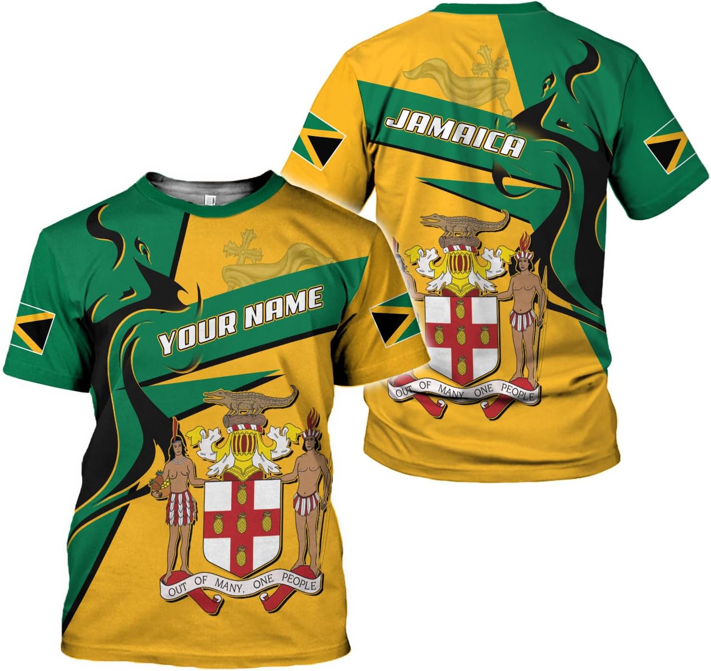Ligthuy Personalized Jamaica Shirt 3D, Custom Jamaica Flag Lion Shirt for Men and Women, Jamaican Pride T-Shirt Unisex
