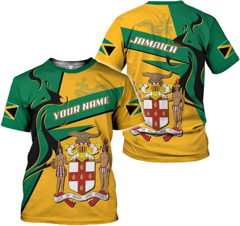 Ligthuy Personalized Jamaica Shirt 3D, Custom Jamaica Flag Lion Shirt for Men and Women, Jamaican Pride T-Shirt Unisex
