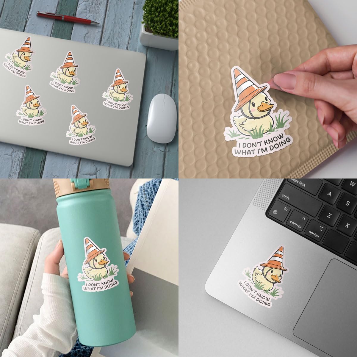 3Pcs I Don't Know What I'm Doing Duck Sticker, I Have No Idea What I'm Doing Bumper Sticker, Fun Yellow Duck with Hat Sticker, Sarcastic Sticker - Stickers for Laptop Water Bottle Phone Car Helmet 3"