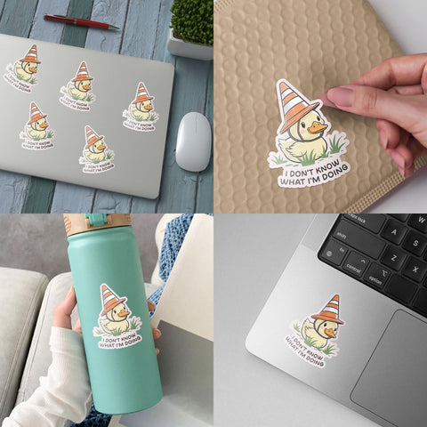 3Pcs I Don't Know What I'm Doing Duck Sticker, I Have No Idea What I'm Doing Bumper Sticker, Fun Yellow Duck with Hat Sticker, Sarcastic Sticker - Stickers for Laptop Water Bottle Phone Car Helmet 3"