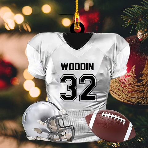 Personalized Name Football Ornaments 2024, Customized Football Christmas Ornaments Wood, Acrylic Ornament Christmas Tree Hanging Ornament Pine Tree Decorations for Kid Couple Friends Family