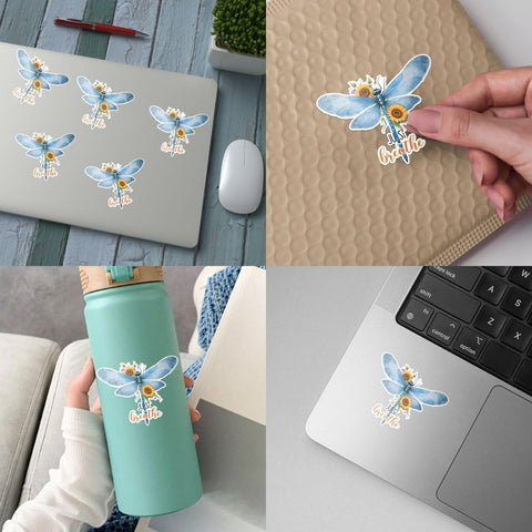 3 Pcs Breathe Sticker, Inspirational Just Breathe Quotes Sticker, Dragonfly Car Decal, Positivity Stickers - Stickers for Laptop Water Bottle Phone Car Window Helmet Vinyl Stickers 3 Inches