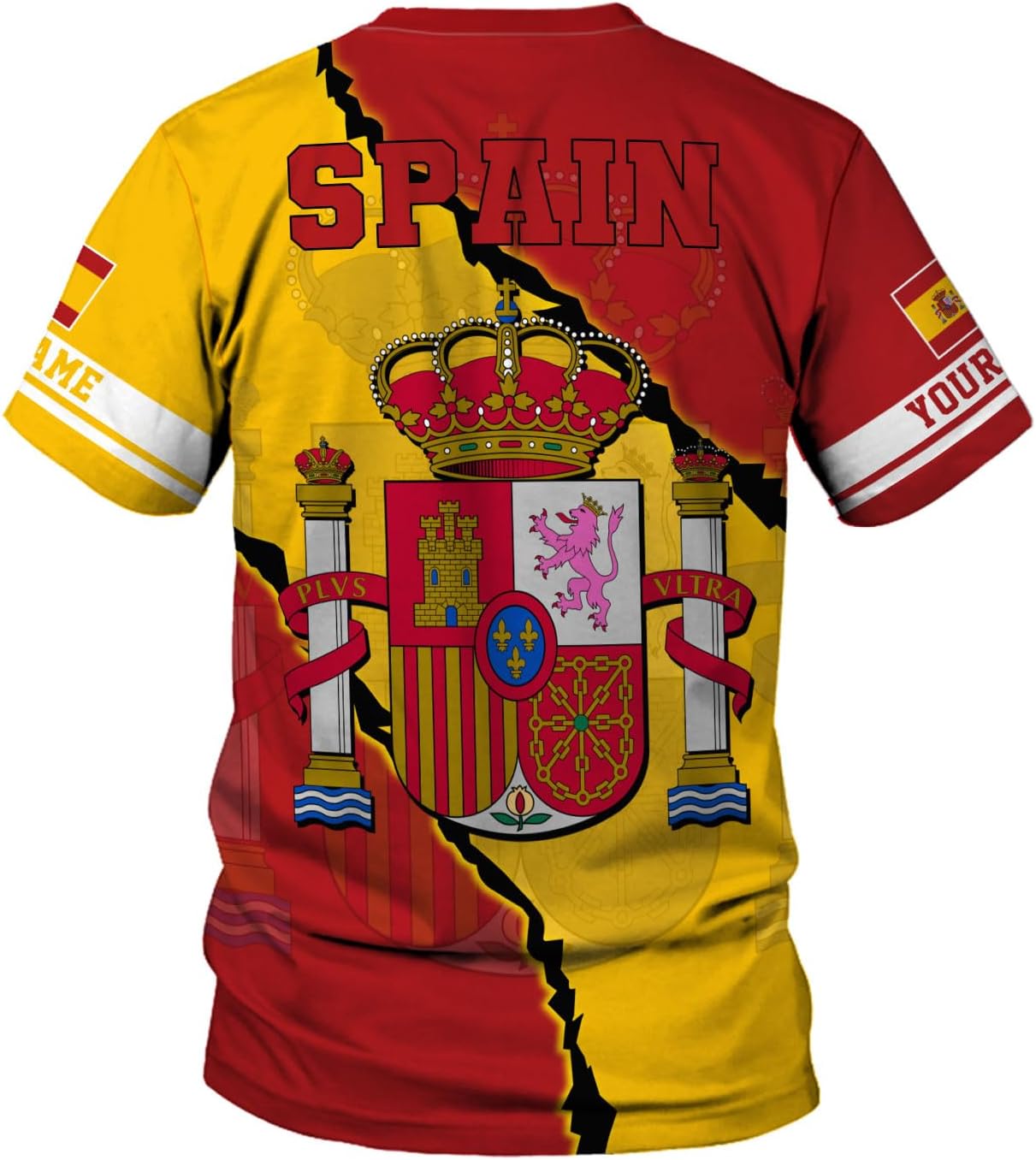 Ligthuy Personalized Name Spain Shirt 3D, Custom Spainish Shirt Flag for Men and Women, Italia Shirt Soccer Unisex Size