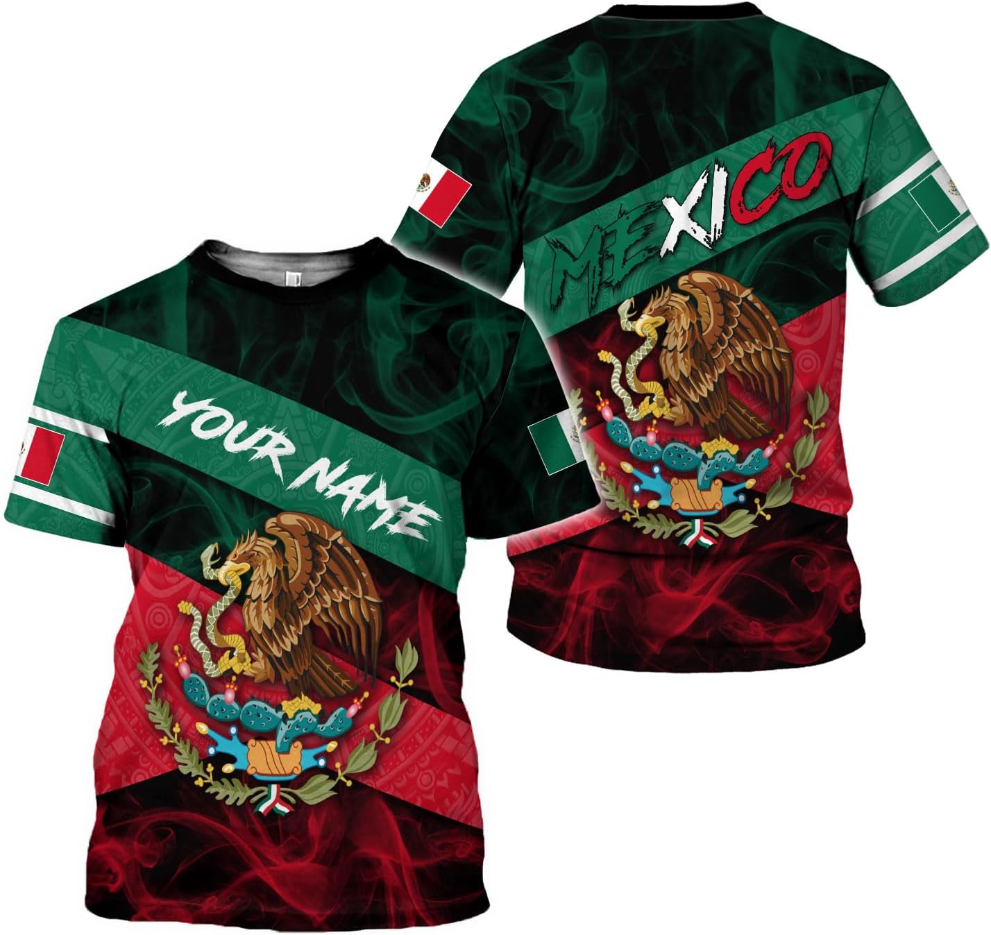 Mostprints Personalized Name Mexican Shirts for Men 3D, Customized Mexico Shirts for Men, Mexico Shirts for Women Mexico Shirt