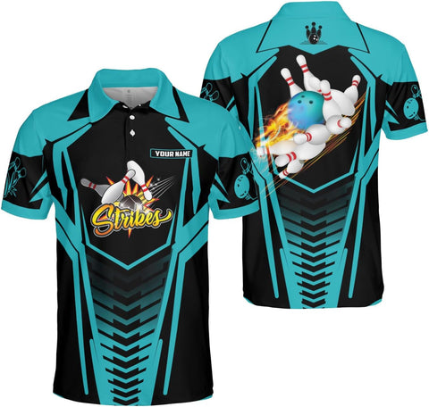 Ligthuy Personalized Name Bowling Polo Shirts 3D for Men and Women, Bowling Shirt, Bowling Shirts for Men Team Bowling Shirt