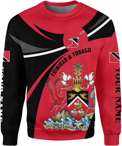 Vybonz Personalized Trinidad & Tobago Hoodie 3D Trinidad and Tobago Coat of Arms Flag Sweatshirt Trinidad Pride Zip Hoodie