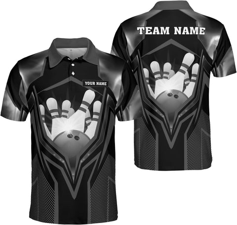 Ligthuy Personalized Name Bowling Polo Shirts 3D for Men and Women, Bowling Shirt, Bowling Shirts for Men Team Bowling Shirt
