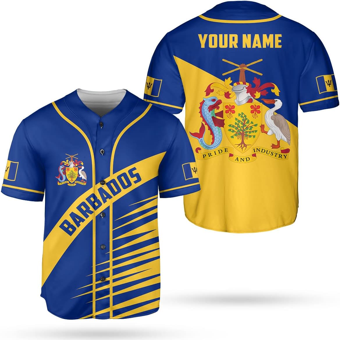 Podagree Personalized Barbados Baseball Jersey Shirt, Bajan Flag Jersey, Barbados Jersey for Men and Women Jersey Bajan