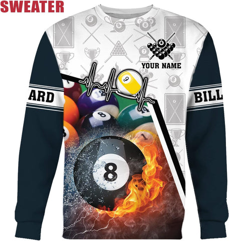 Pretyprints Personalized 3D Billiard Shirt Custom Name Men Women Team Apparel Pool 8 Ball Flag Tshirt Billiards Shirts Gift