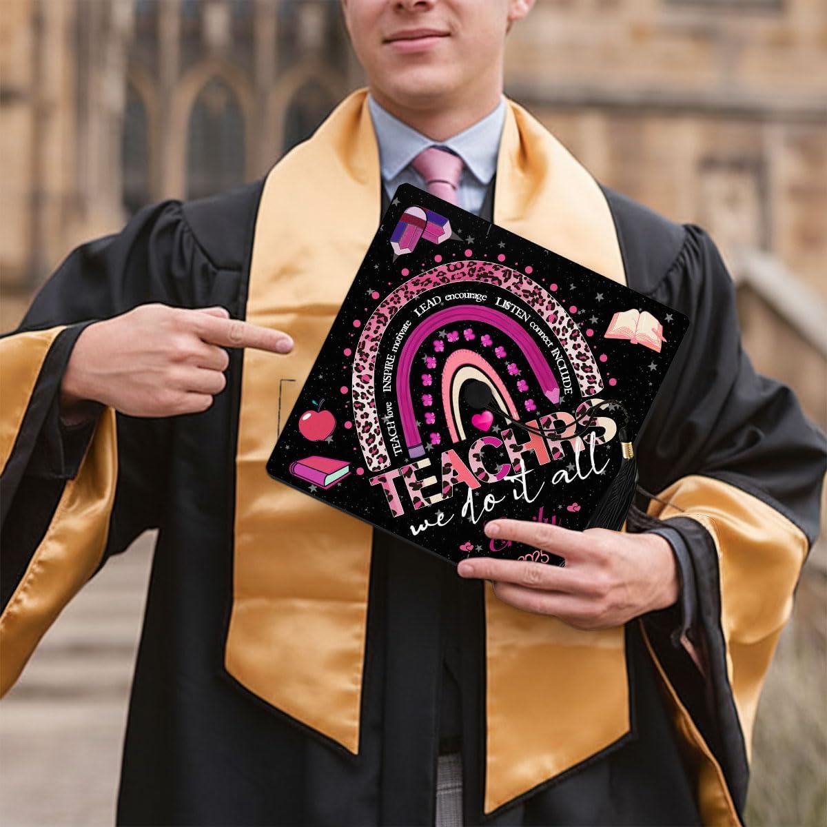 Pretyprints Personalized Teacher Graduation Cap Topper Teacher Gift Class Of 2025 Graduation Cap Decoration Topper