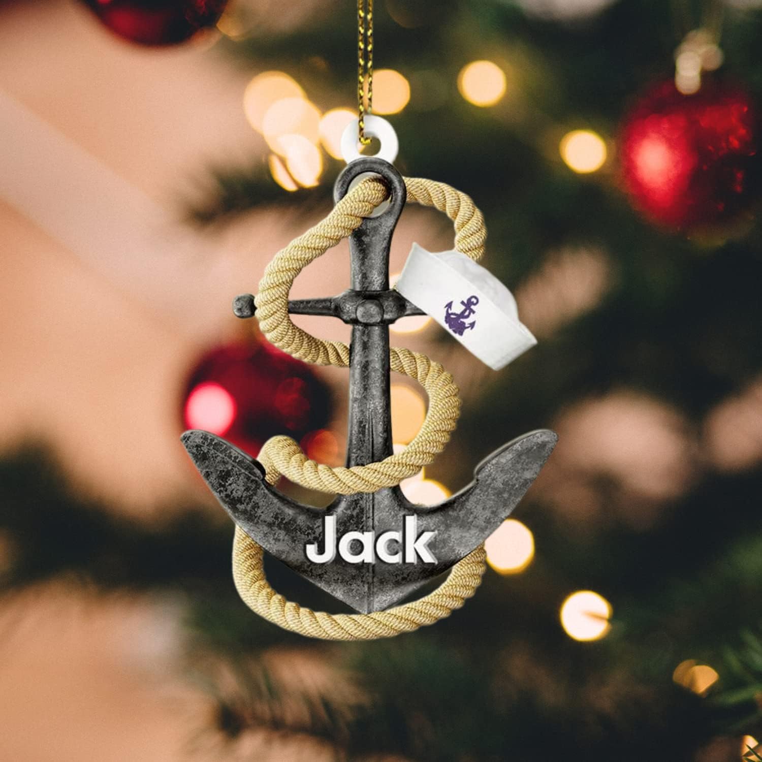 MoonArt Personalized Sailor US Navy Uniform Personalized Flat Acrylic Ornament Sailboat Wood Christmas Ornament - Personalized Sailing Ornament Sailboat Ornament Anchor Sail Boat Gift Sailor (SL11)