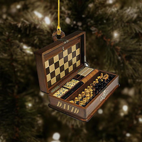 AOVL Personalized Chess Christmas Ornament Custom Chess Lover Ornament Chess Board Gift King and Queen Chess Ornament for Chess Fan Chess Christmas Tree Ornament Xmas 2023 (Chess 3)