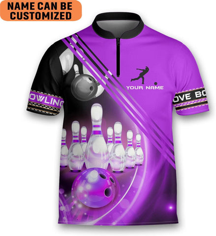 Custom Bowling Jerseys for Men Women Personalized Team Name Quarter Zip 3D Apparel Customized Bowling Jersey Shirts Unisex